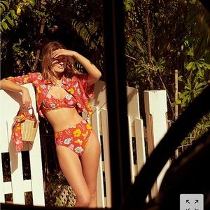 Dauphinette X J.Crew high-rise full-coverage bikini in red blooms